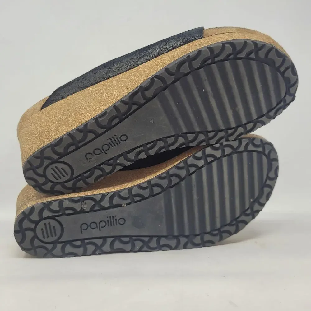 Papillio Birkenstock Sandals EU40 US9 Black Suede Namica Wedge Comfort Slip On